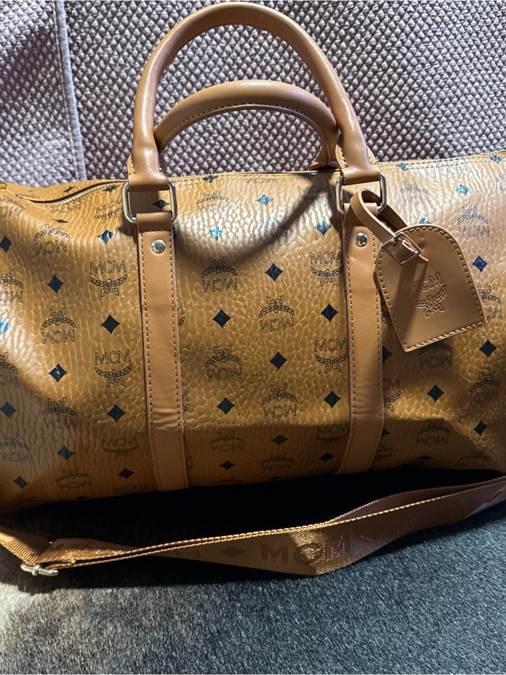 Monogram Cognac Logo Duffel Bag